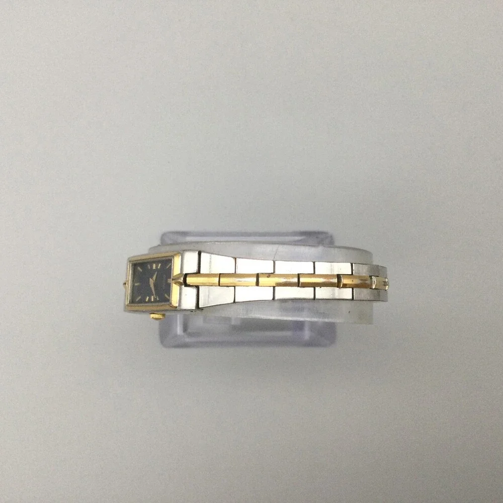 Vintage Seiko 2E20-7479 Womens Watch 13mm Two Tone Black Dial New Battery 7